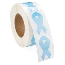 Load image into Gallery viewer, Small Light Blue Ribbon Stickers (250 per Roll) - The Awareness Company