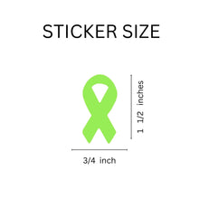 Load image into Gallery viewer, Small Lime Green Ribbon Stickers (250 per Roll) - The Awareness Company