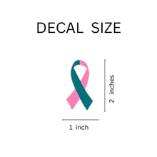 Load image into Gallery viewer, Small Pink &amp; Teal Ribbon Decals - The Awareness Company