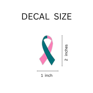 Small Pink & Teal Ribbon Decals - The Awareness Company
