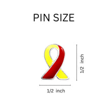 Load image into Gallery viewer, Small Red &amp; Yellow Ribbon Lapel Pins - The Awareness Company