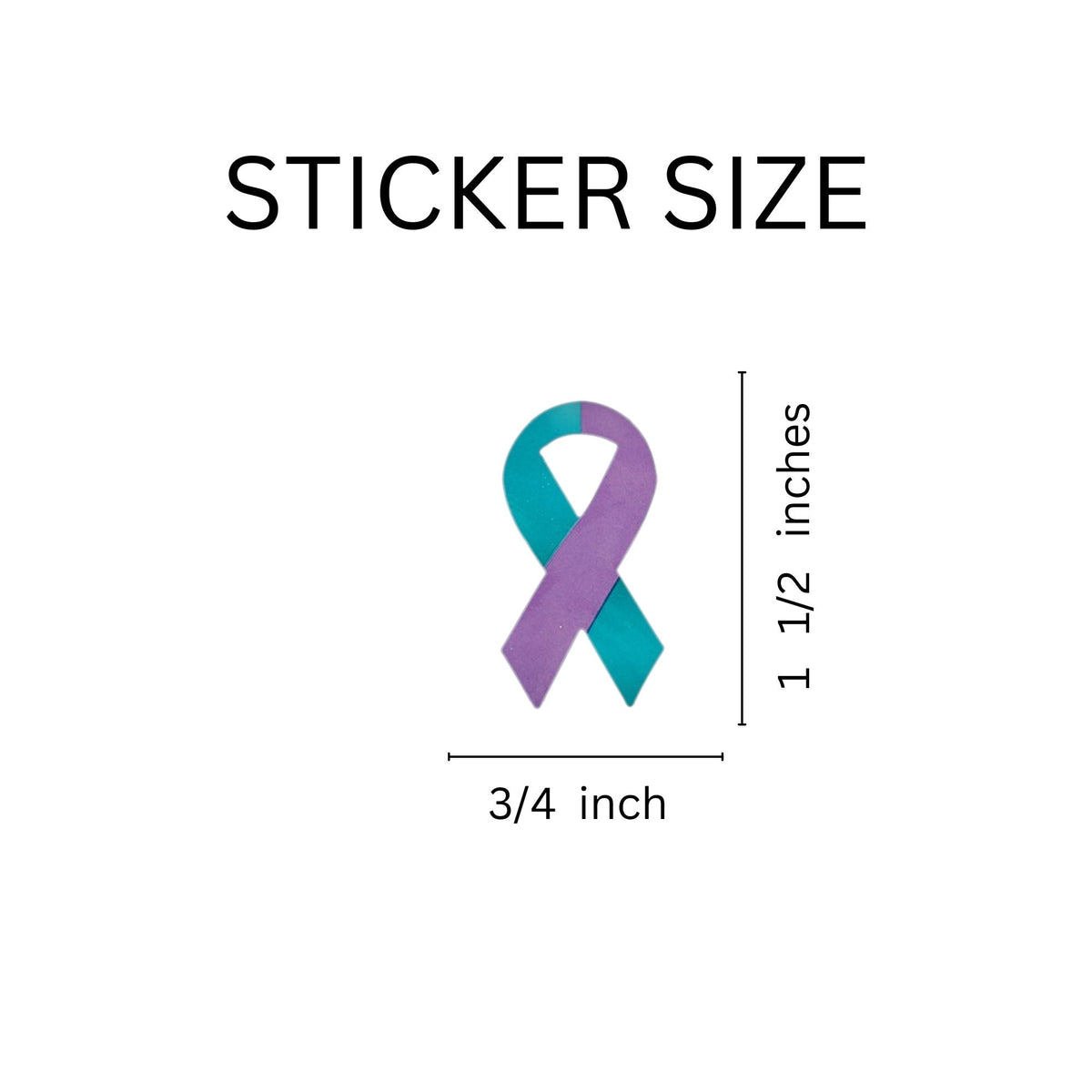 Bulk Small Teal and Purple Ribbon Stickers, Suicide Awareness, Sexual ...