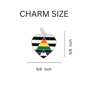 Straight Ally Heart Flag Black Cord Bracelets - The Awareness Company