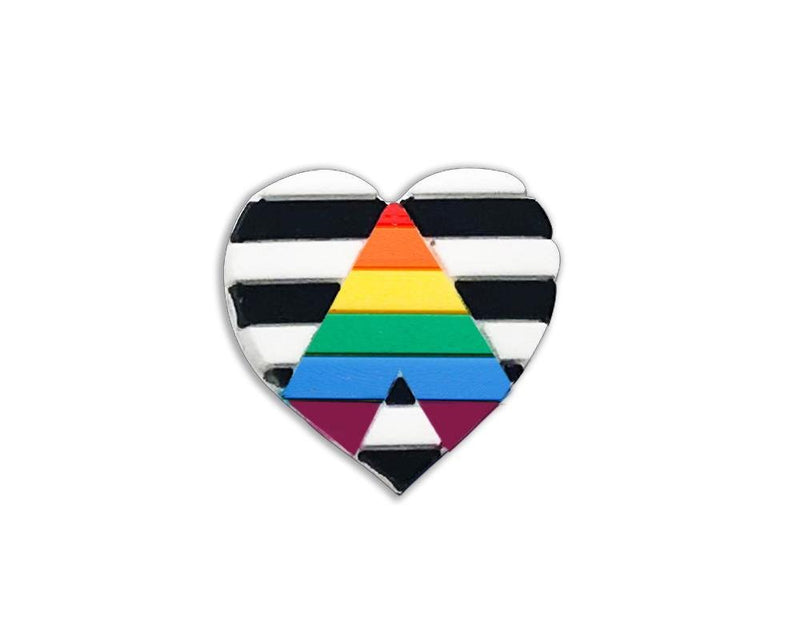Straight Ally LGBTQ Gay Pride Heart Silicone Pins - The Awareness Company