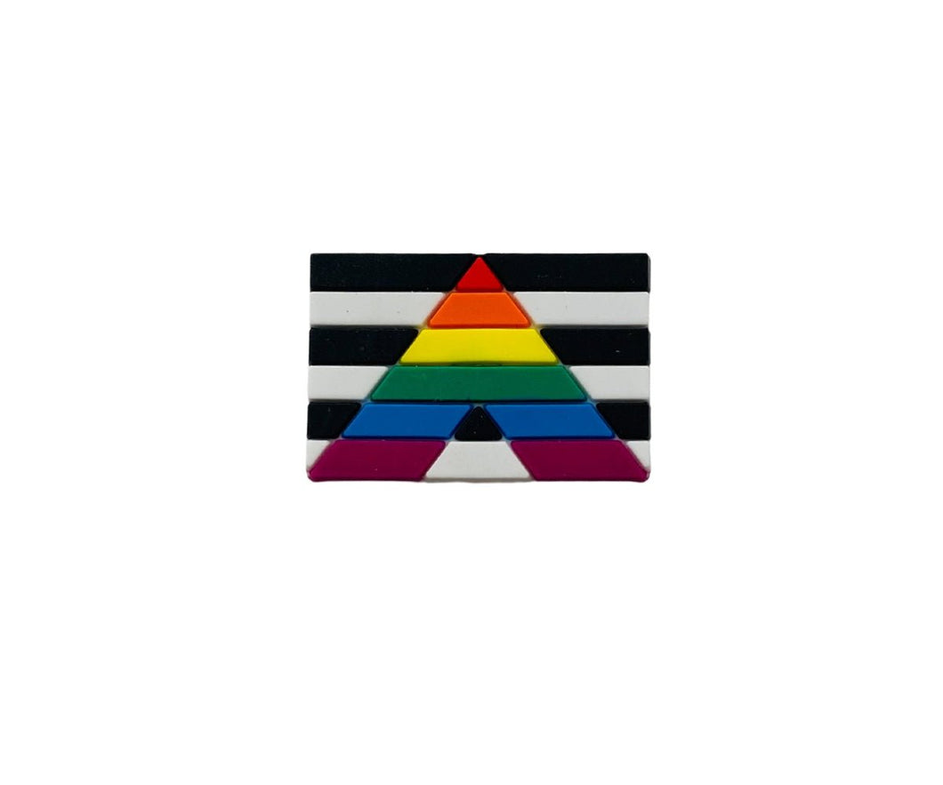 Straight Ally Rectangle Flag Silicone Pins - The Awareness Company