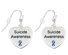 Load image into Gallery viewer, Suicide Awareness Heart Hanging Earrings - The Awareness Company