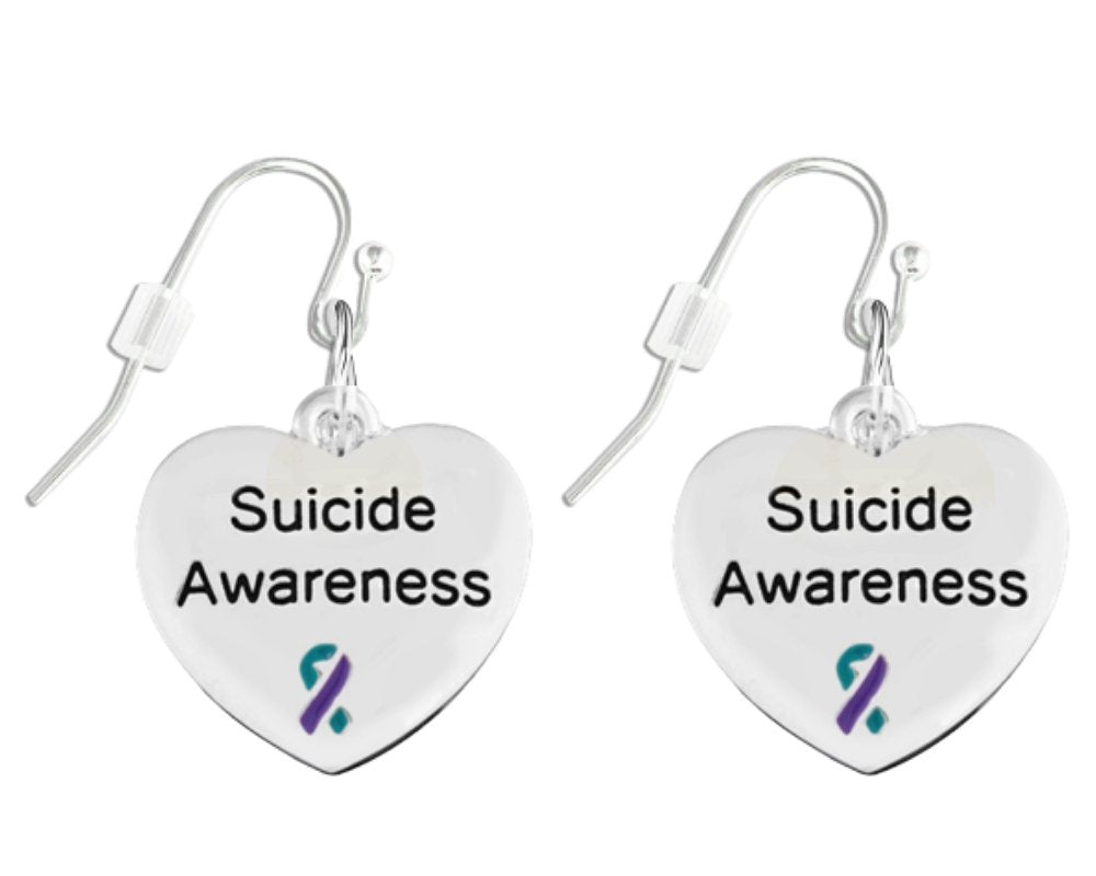 Suicide Awareness Heart Hanging Earrings - The Awareness Company