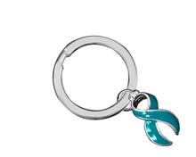 Load image into Gallery viewer, Teal Ribbon Split Style Key Chains - The Awareness Company