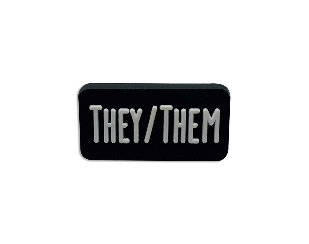 They Them Black Rectangle Pronoun Silicone Pins - The Awareness Company