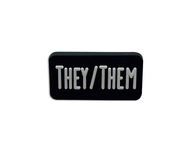 They Them Black Rectangle Pronoun Silicone Pins - The Awareness Company