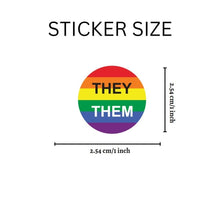 Load image into Gallery viewer, They Them Pronoun Rainbow Flag Stickers (250 Per Roll) - The Awareness Company