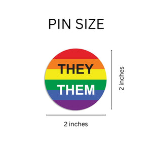 They/Them Pronoun Rainbow Flag Button Pins - The Awareness Company