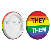 Load image into Gallery viewer, They/Them Pronoun Rainbow Flag Button Pins - The Awareness Company
