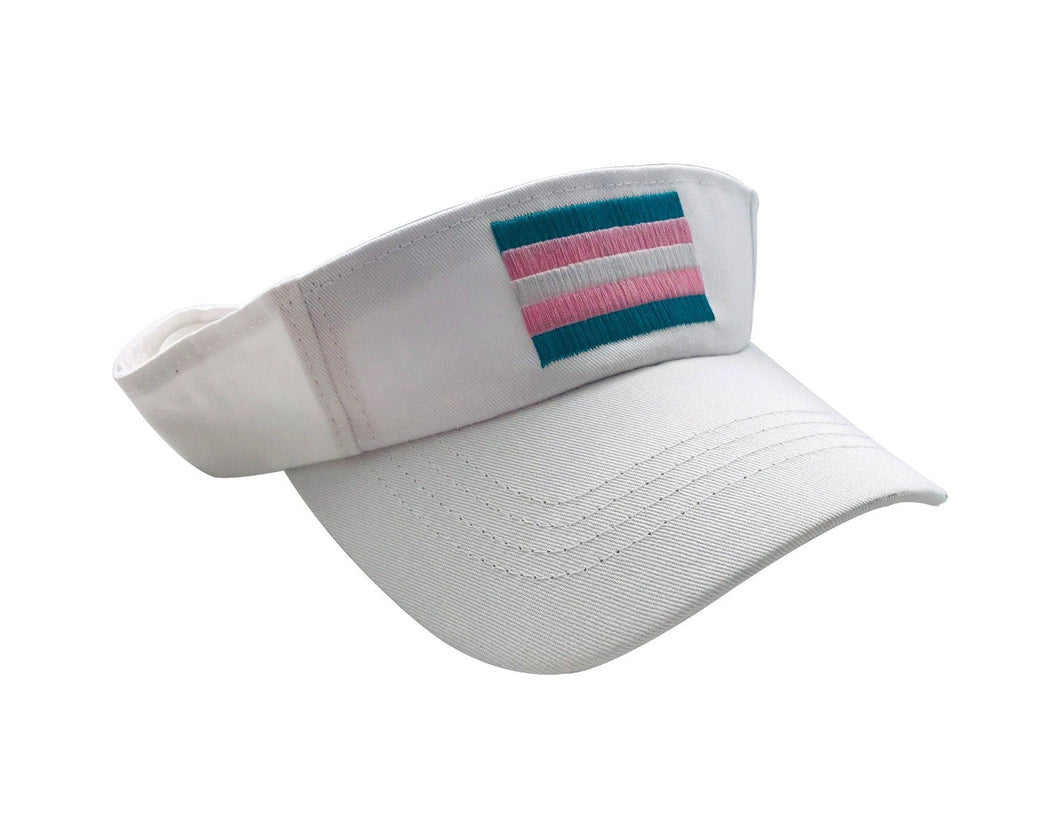 Bulk Transgender Flag Visors in White, Trans Pride Hats & Caps