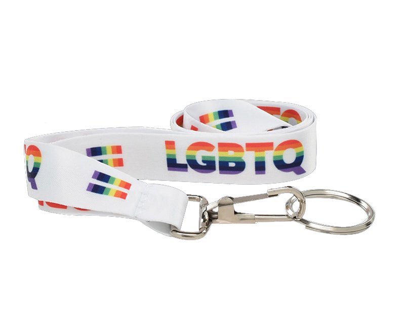 White LGBTQ Rainbow Pride lanyards - The Awareness Company